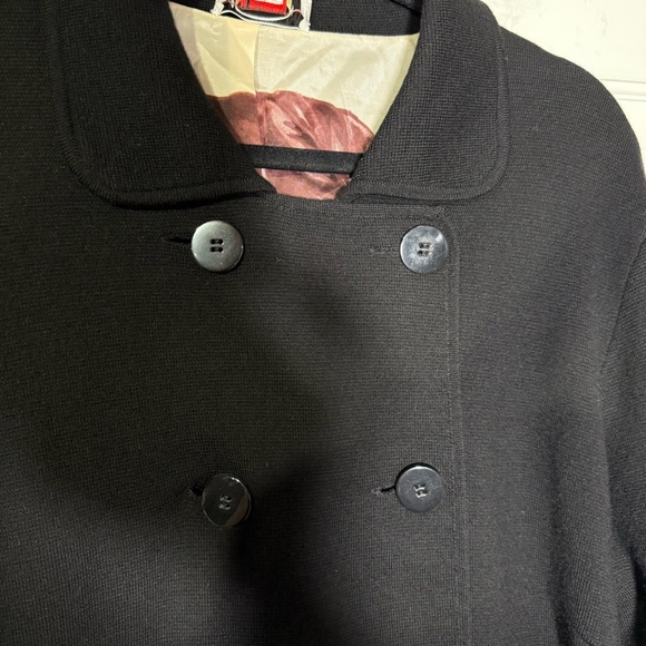 Talbots Double Breasted Jacket Black Merino Wool Size 1X Knit Classic Careerwear - Picture 6 of 12